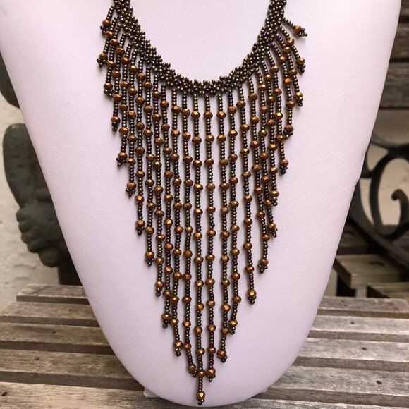 Copper bead necklace - Picture 3 of 5